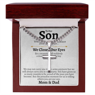 To My Son (From Parents) Cuban Cross Necklace - Love You This Much